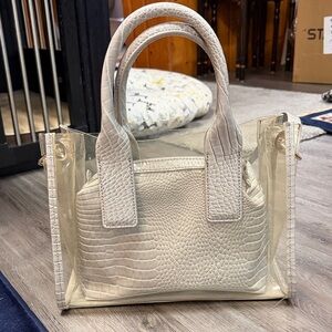 Zara White Crocodile-Embossed Transparent Tote